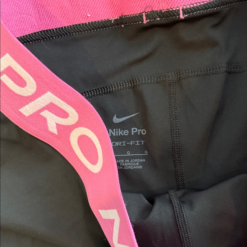 Nike Women's Athletic Shorts Black with Pink Waistband - Picture 4 of 5